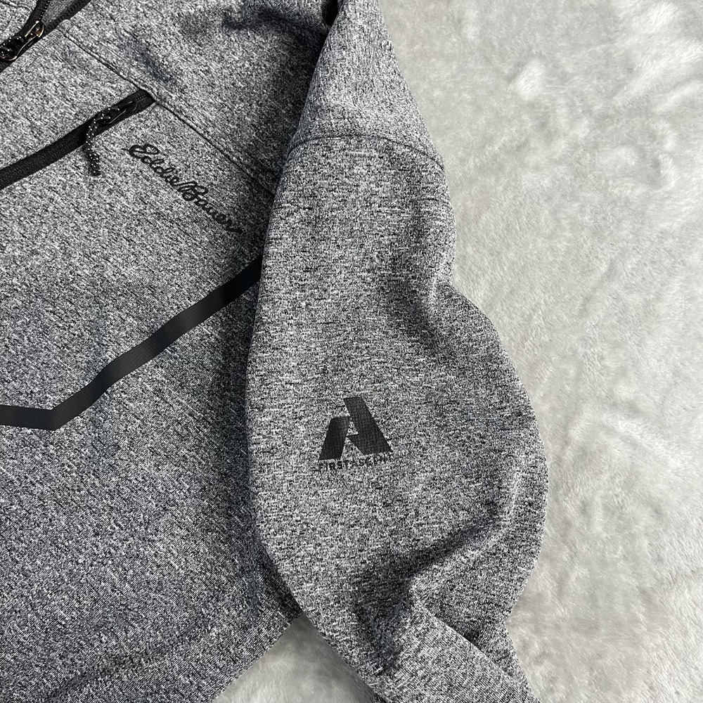 Eddie Bauer Hoodie Mens L Gray Full Zip Logo Pockets Fleece First Ascent Hiking - Picture 5 of 9